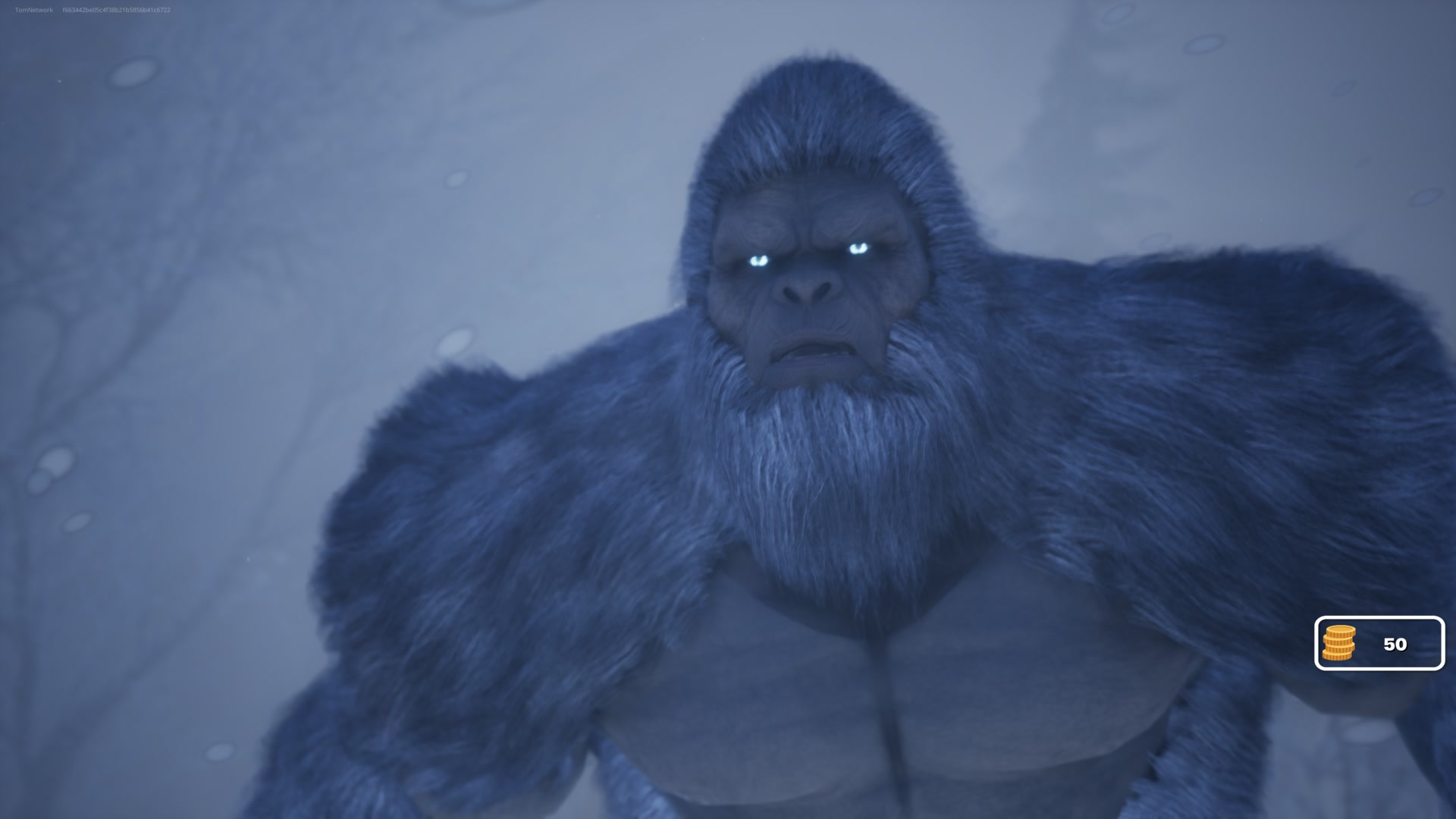 The Yeti emerging through a snowstorm